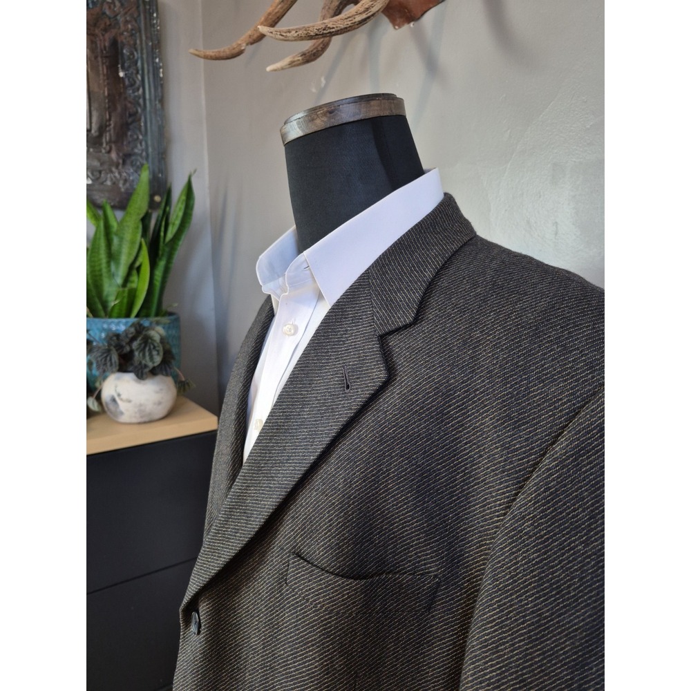 Joseph Abboud Mens Wool Sports Coat 45L Brown Blue Stripe USA 3 Button Jacket